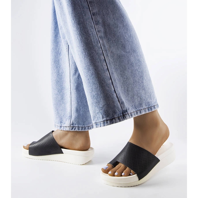 Sandales compensées noires du Monferrato 2