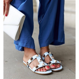 Mules bleues à clous Mazzi 1