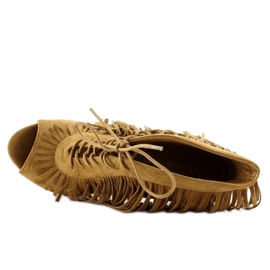 Bottines ouvertes à lacets style bohème 11015 Camel multicolore 5