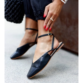 Ballerines noires à talon ouvert de Lazzaro le noir 2