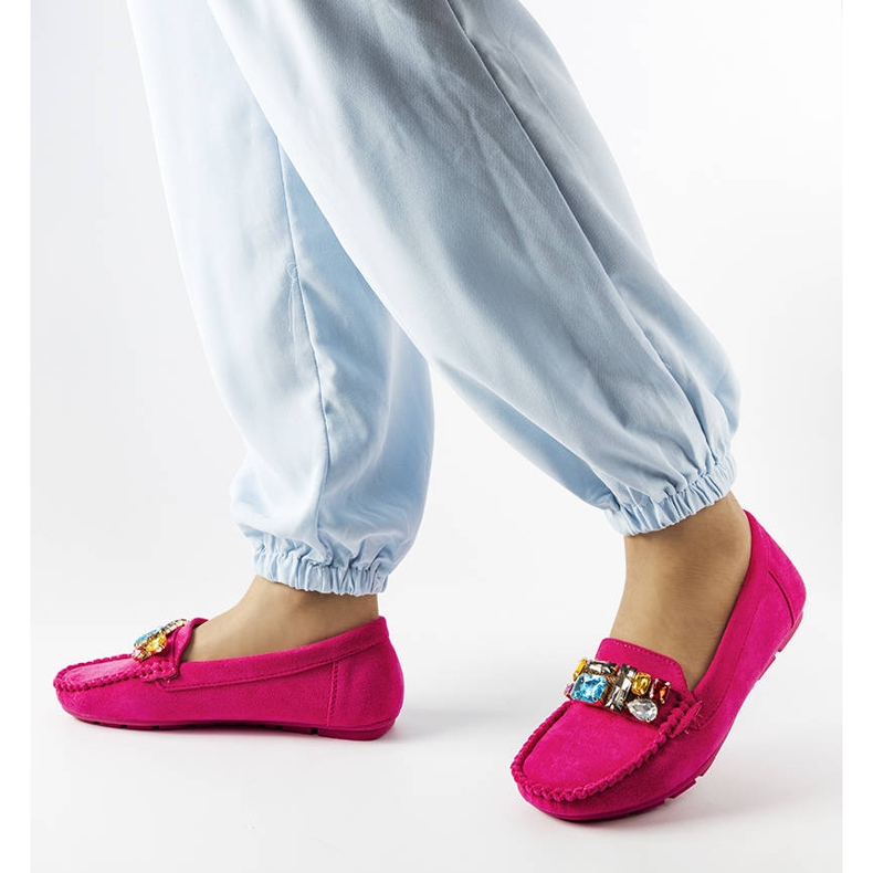 Mocassins roses à semelle en cuir Bertrand 1