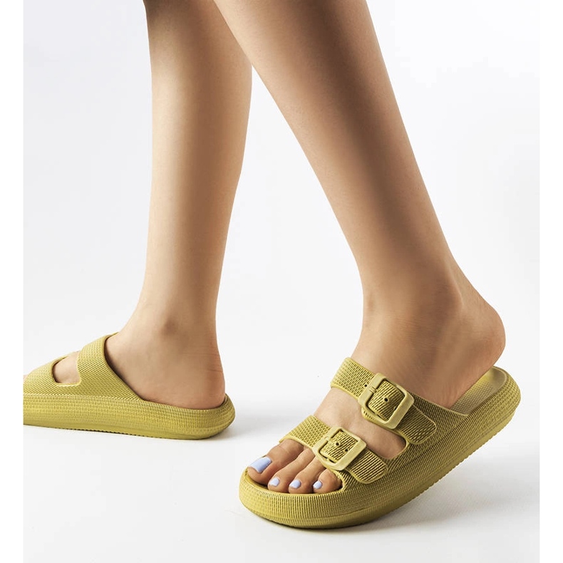 Sliders en caoutchouc vert avec boucles de Padoue 1