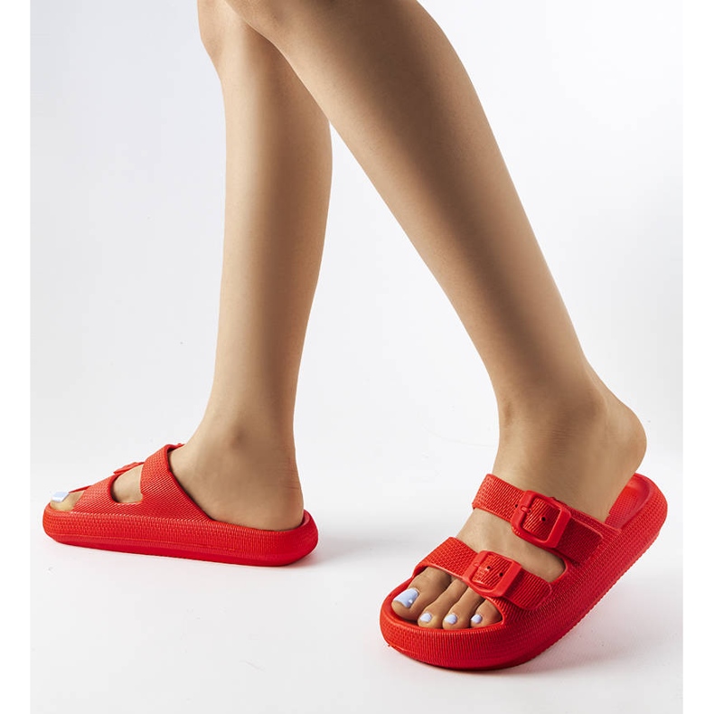 Sliders en caoutchouc rouge avec boucles de Padoue 1