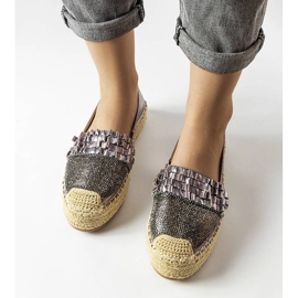 Espadrilles argentées avec zircone cubique de Lauro brun 2