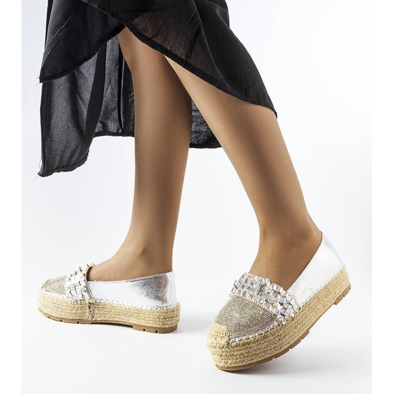 Espadrilles argentées avec zircone cubique de Lauro 1