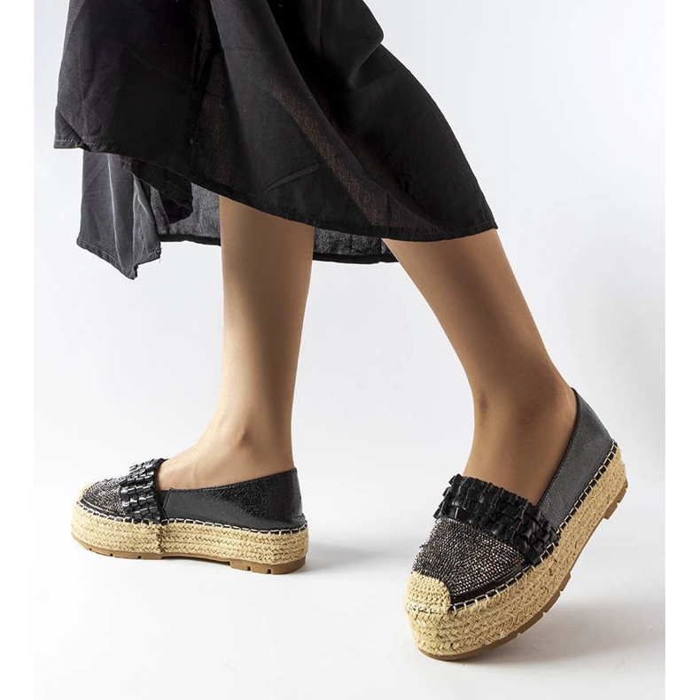Espadrilles noires à strass de Lauro 1