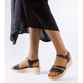 Sandales compensées noires Ferdinando le noir 1