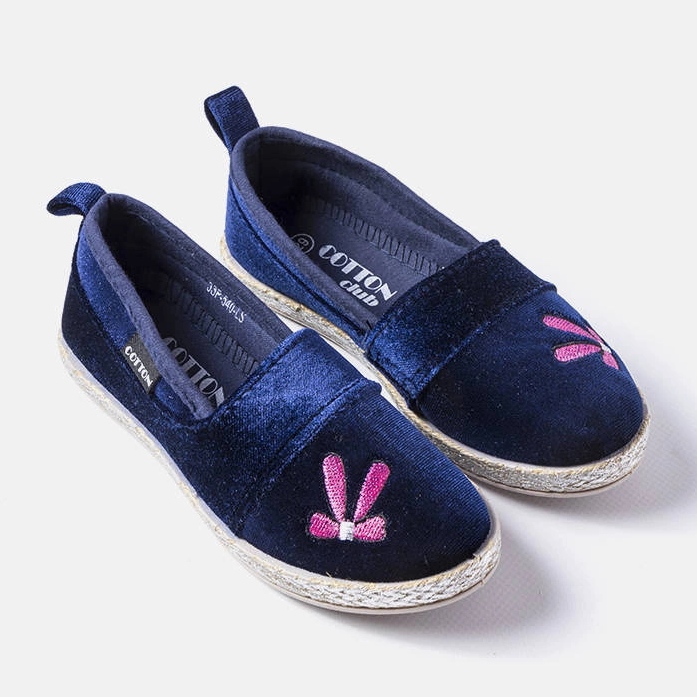 Ballerines en velours bleu marine Patria 1