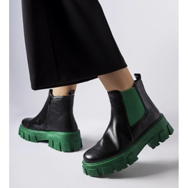 Bottines Petronio massives noires et vertes 1
