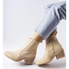 Bottines en éco-daim beige à talon bas Sovere 1