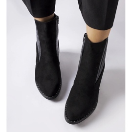 Bottines noires en éco-daim à talon bas Sovere le noir 2