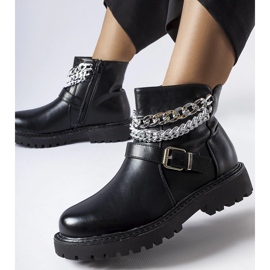 Bottines noires avec chaînes décoratives de Mezzavia le noir 1