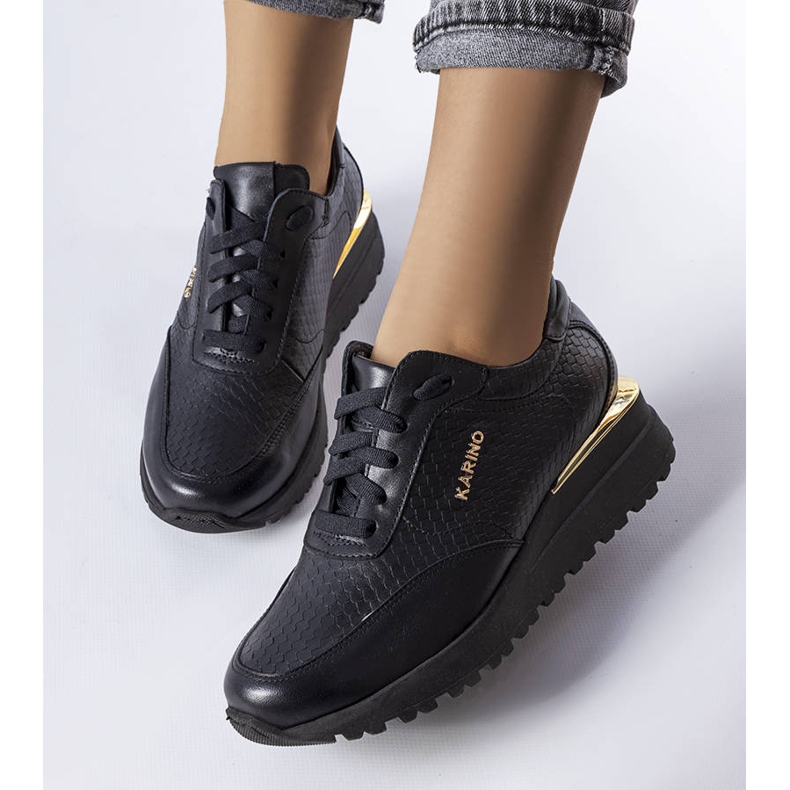 Baskets Karino en cuir noir 1