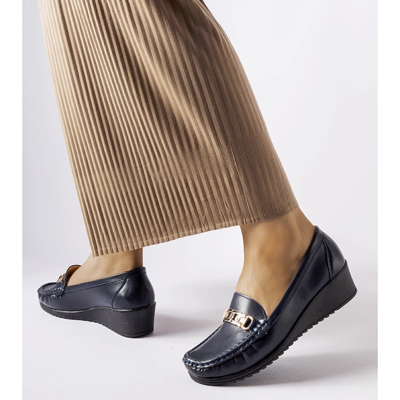 Mocassins bleu marine avec coin à boucle de Lerino 1