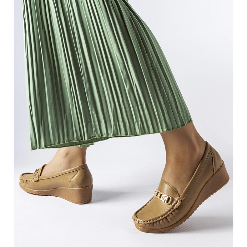 Mocassins marron à boucle compensée de Lerino beige 1