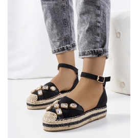Espadrilles noires avec zircon cubique Taimi le noir 1