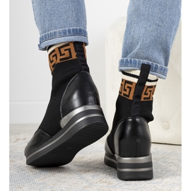 Baskets compensées noires Wanda 1