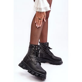 Bottes de travail en cuir sur talon plat GOE MM2N4021 Noir le noir 5