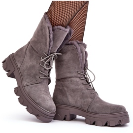 PS1 Bottines À Lacets En Daim Avec Fourrure Gris Frendo 9