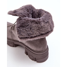 PS1 Bottines À Lacets En Daim Avec Fourrure Gris Frendo 7