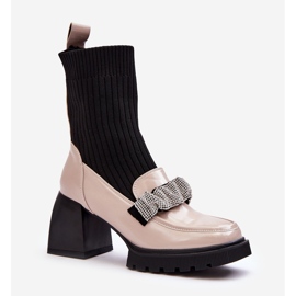 Bottes Femme Avec Chaussette Talons Hauts Beige S.Barski MR870-41 1