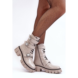 Bottes Worker Femme Vernis Gris Clair S.Barski MR870-61 2 Bottes Worker Femme Vernis Gris Clair S.Barski MR870-61 2