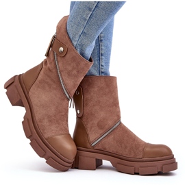PS1 Bottines en daim à la mode pour femmes, beige foncé, Kandell 10