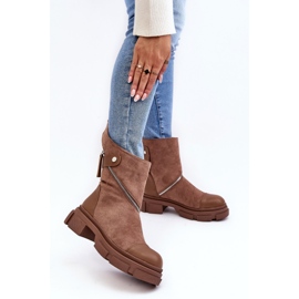 PS1 Bottines en daim à la mode pour femmes, beige foncé, Kandell 4