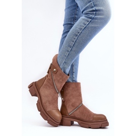 PS1 Bottines en daim à la mode pour femmes, beige foncé, Kandell 3