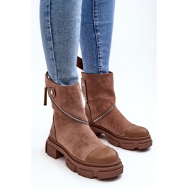PS1 Bottines en daim à la mode pour femmes, beige foncé, Kandell 6