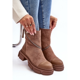 PS1 Bottines en daim à la mode pour femmes, beige foncé, Kandell 9