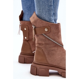 PS1 Bottines en daim à la mode pour femmes, beige foncé, Kandell 5