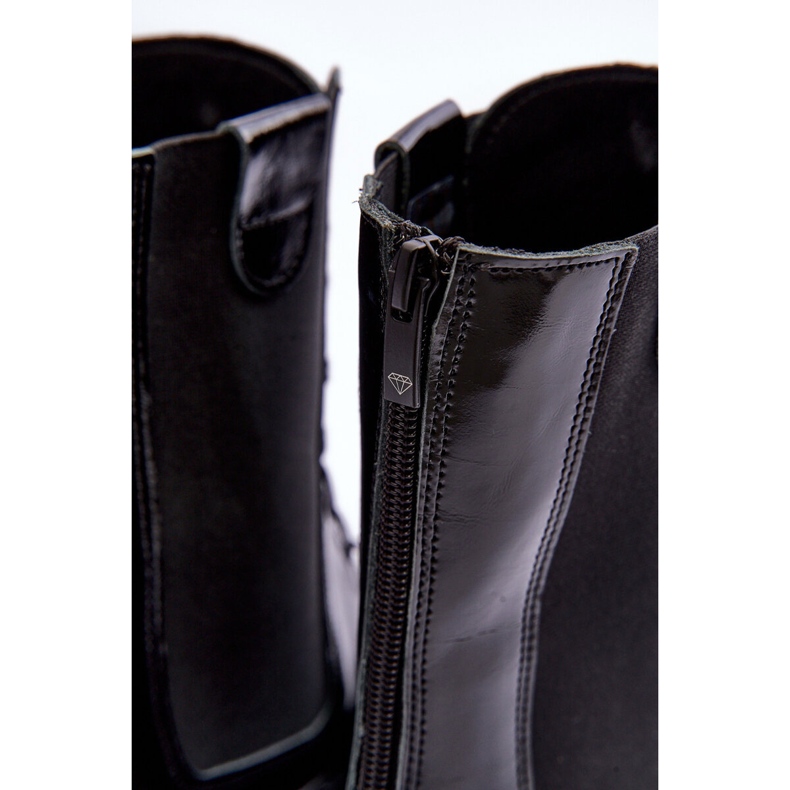 Bottines de travail à lacets en cuir pour femmes noires Nicole 2836 1