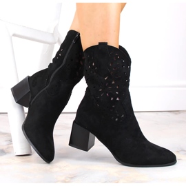 Santiags ajourées femme, non isolées, noires Jezzi ASA217-4 1