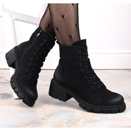 Bottines isolées à lacets et fermeture éclair pour femme, noir Jezzi RMR2038-39 le noir 1