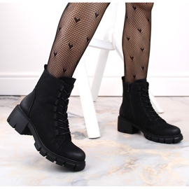 Bottines isolées à lacets et fermeture éclair pour femme, noir Jezzi RMR2038-39 le noir 2