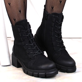 Bottines isolées à lacets et fermeture éclair pour femme, noir Jezzi RMR2038-39 le noir 3
