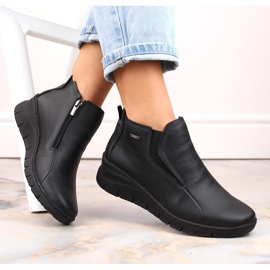 Bottines compensées en cuir pour femme, confortables et isolées, noires Helios 552 le noir 1