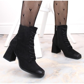 Bottines femme en daim à lacets et fermeture éclair, noir Potocki SZ12185 le noir 2