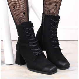Bottines femme en daim à lacets et fermeture éclair, noir Potocki SZ12185 le noir 3