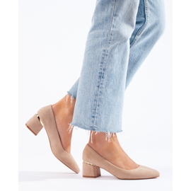 Goodin Escarpins en daim élégants beige 3