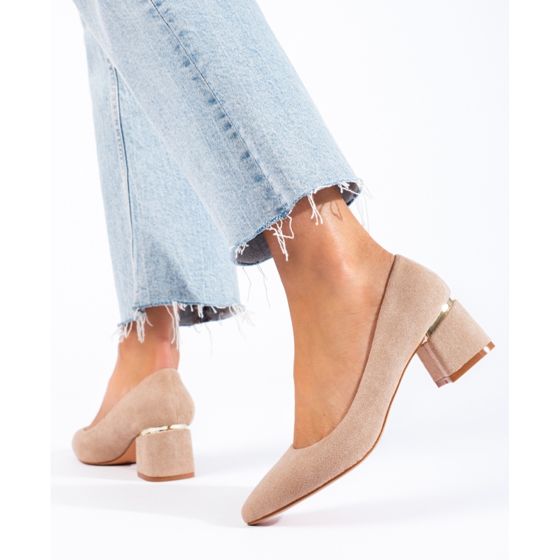 Goodin Escarpins en daim élégants beige 2