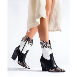 Santiags Shelovet femme noires et blanches 1