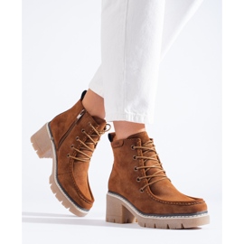 Goodin Bottines à lacets en daim Camel Shelovet brun 2