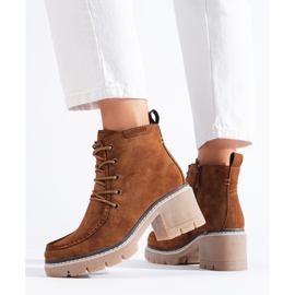 Goodin Bottines à lacets en daim Camel Shelovet brun 3