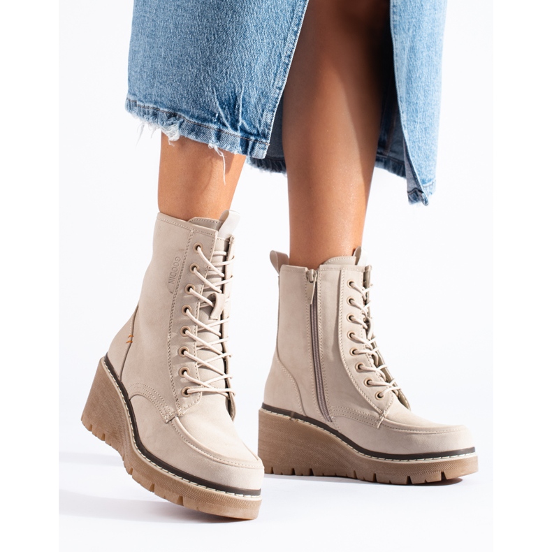Goodin Bottines compensées à lacets Shelovet beiges 1 Goodin Bottines compensées à lacets Shelovet beiges 1
