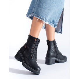 Bottines à lacets Shelovet noires à talon large 2