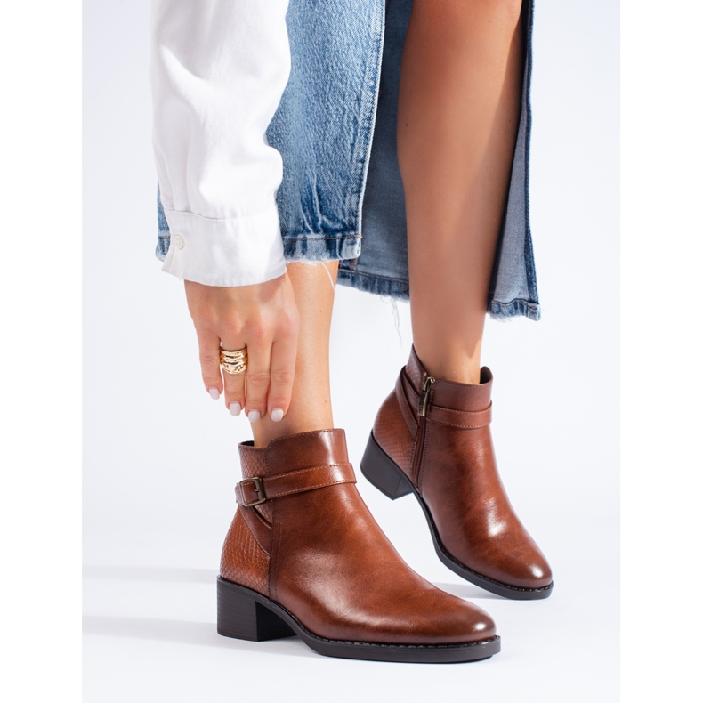 W. Potocki Bottines à talons hauts femme Potocki noires brun 1