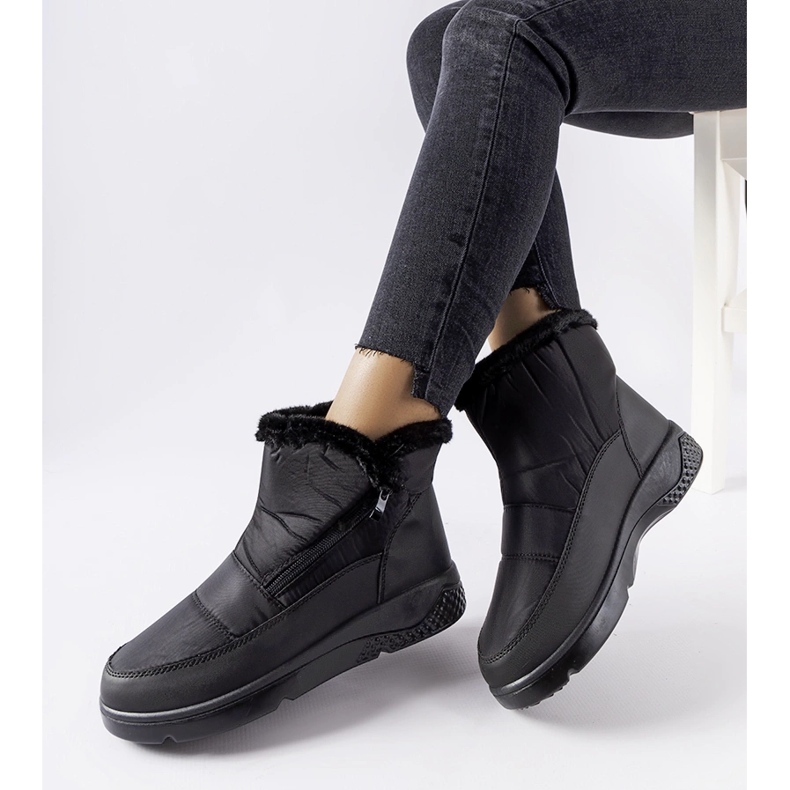 Bottes de neige isolées Judithe noires avec fermeture éclair le noir 1 Bottes de neige isolées Judithe noires avec fermeture éclair le noir 1