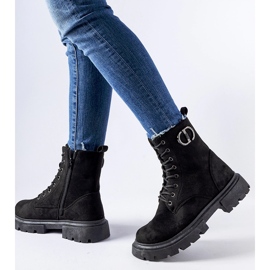 Bottines broberg en éco-daim noir avec zircons le noir 2